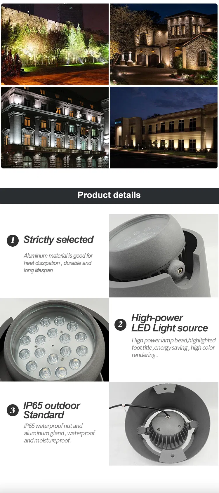 Holofote de Paisagem de Alta Potência Luz de Inundação Projetor LED Luzes RGB Luz de Inundação