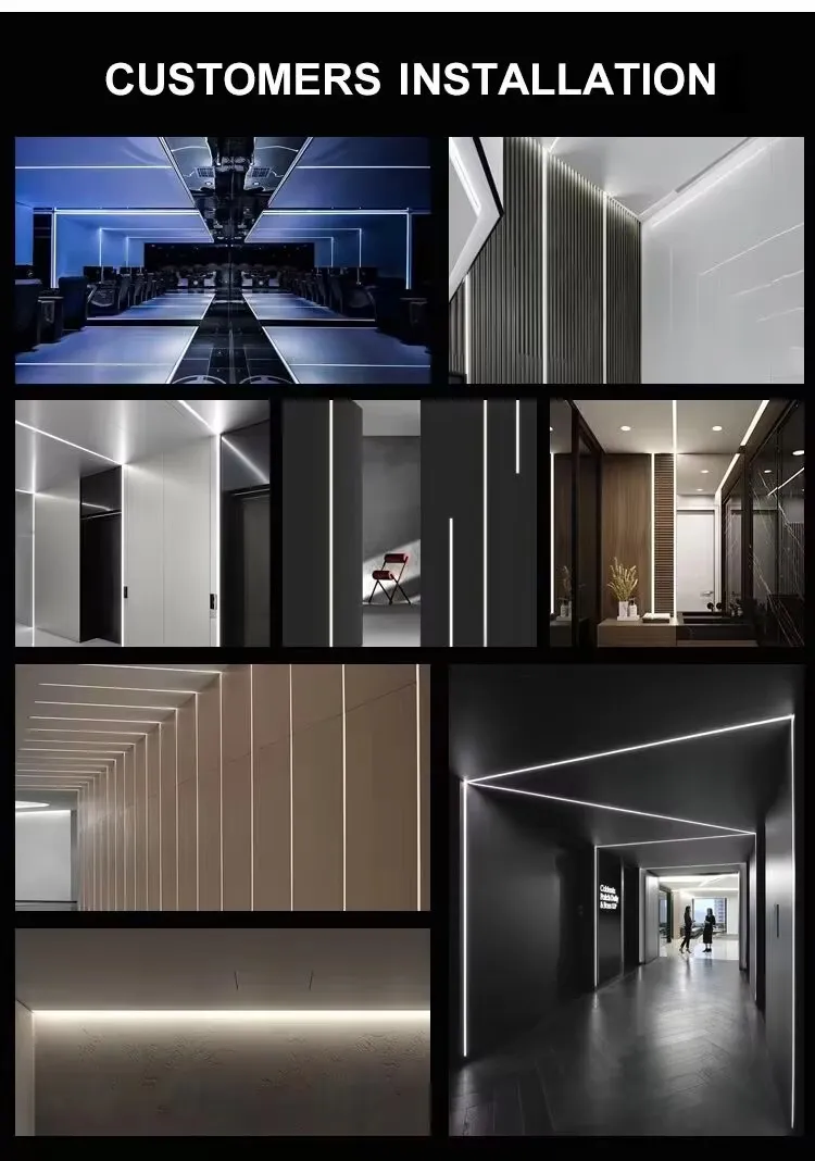 Perfil de Alumínio LED de Gesso para Iluminação Arquitetônica Decoração de Teto com Fenda de Sombra
