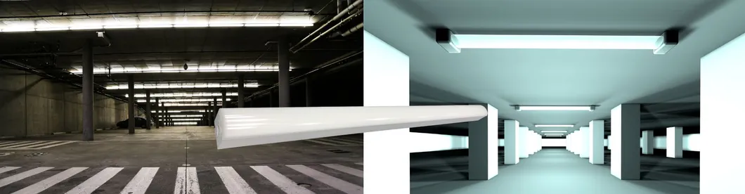 IP54 4FT 40W Iluminação de Túnel LED Tri-Proof Linkável ao Ar Livre de Alto Lúmen 160lm/W Luz Tubular LED Linear à Prova d'Água Luz Linear LED para Supermercado