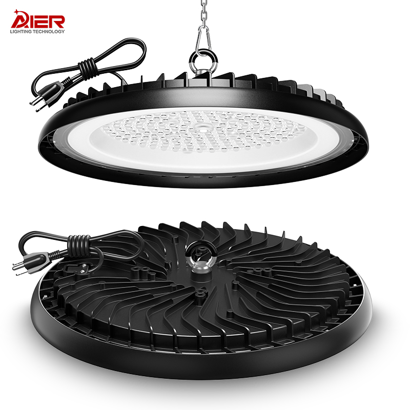 Iluminação Comercial Interna de Baía Luz LED UFO de Alta Baía com Corpo de Alumínio Brilhante 200W 5000K para Armazém Fábrica Garagem Teto
