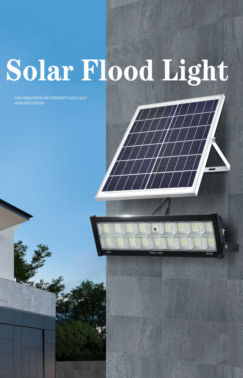 Luz de Inundação Solar ao Ar Livre em Alumínio Fundido, Sistema de Energia Solar Inteligente com LED, Luz de Inundação Solar