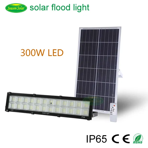 Novo Estilo de Iluminação LED Montada na Parede 300W Luz de Inundação Solar ao Ar Livre com Painel Solar e LiFePO4 Bateria