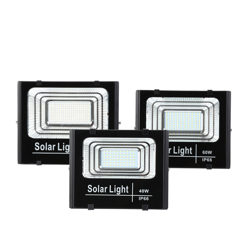 60W Luzes de Inundação ao Ar Livre à Prova d'Água com Função de Temporizador Luzes de Inundação Solar LED de Segurança Lâmpada Projetora Solar