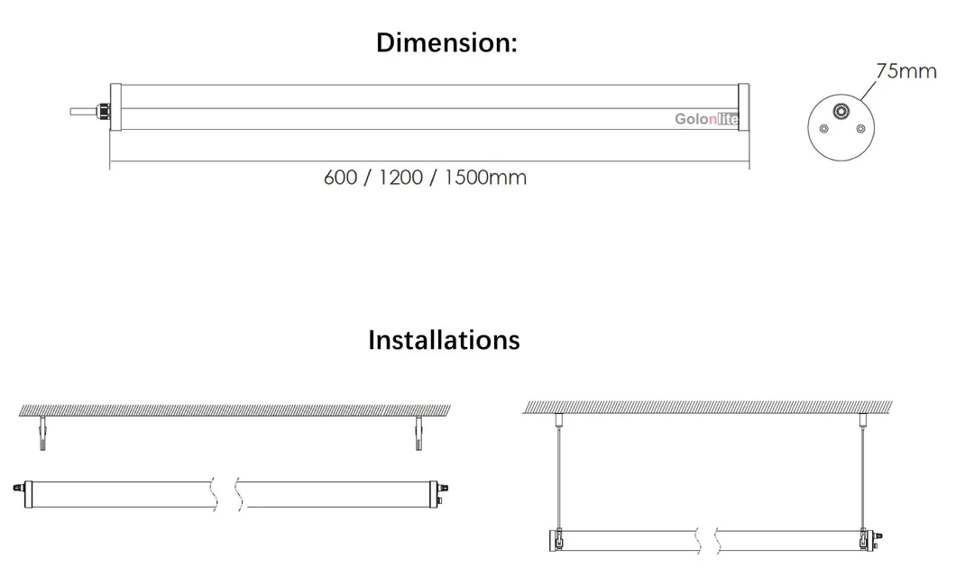 IP69K Iluminação à prova d'água para suínos, equinos e aves de capoeira, luminária LED triproof