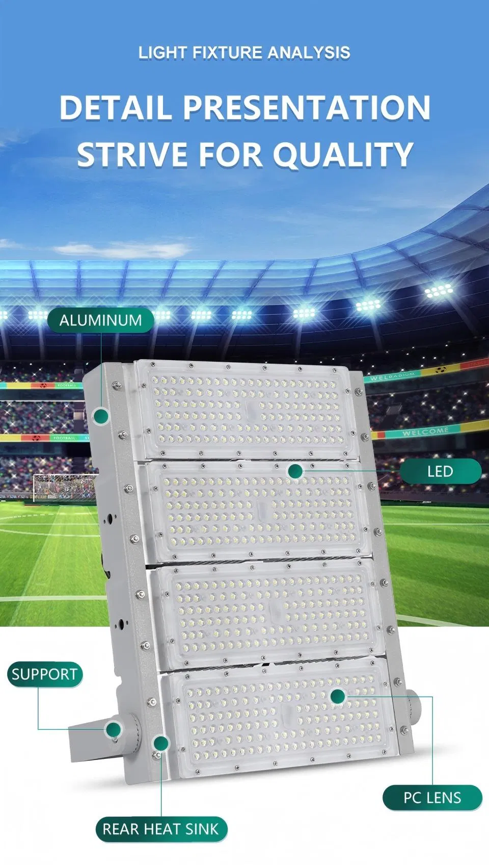 Características e Design da Luz de Inundação LED