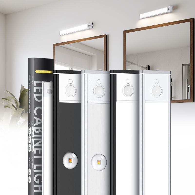 Iluminação Interna Ultra Fina 5 Dimerizável em Cores 5V Luz LED com Sensor de Movimento Recarregável por USB Magnética para Armário de Cozinha, Closet e Guarda-Roupa