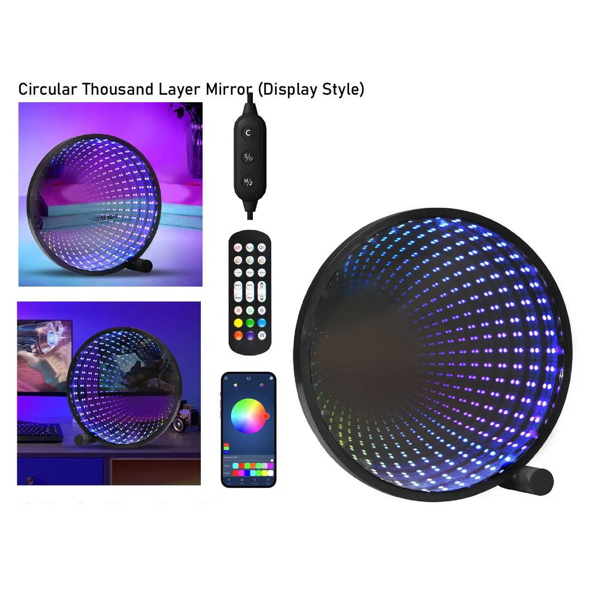 Decoração de Mesa Iluminação RGB Inteligente USB 5V Espelho de Túnel LED 3D Luz Ambiente Multicamadas