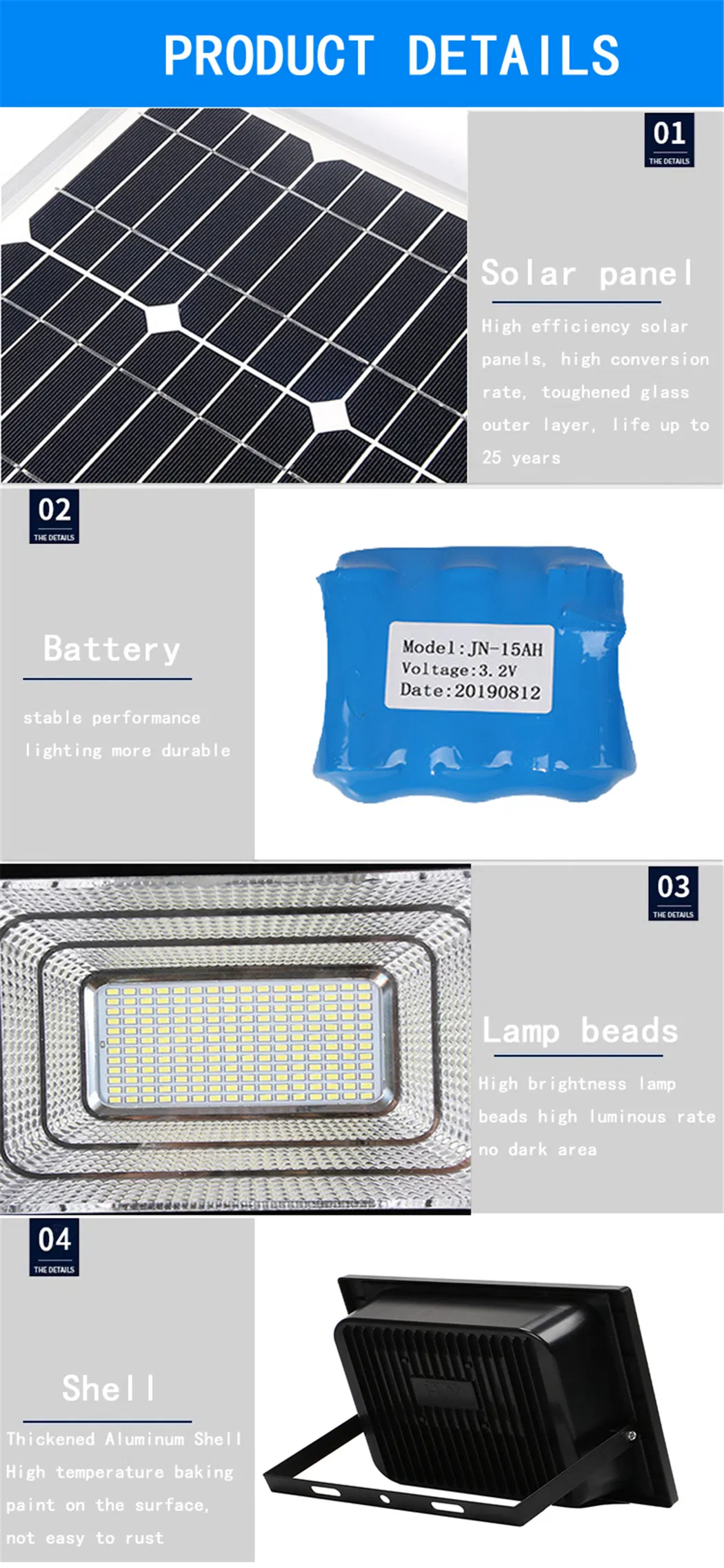 Especificações de Luz Inundação