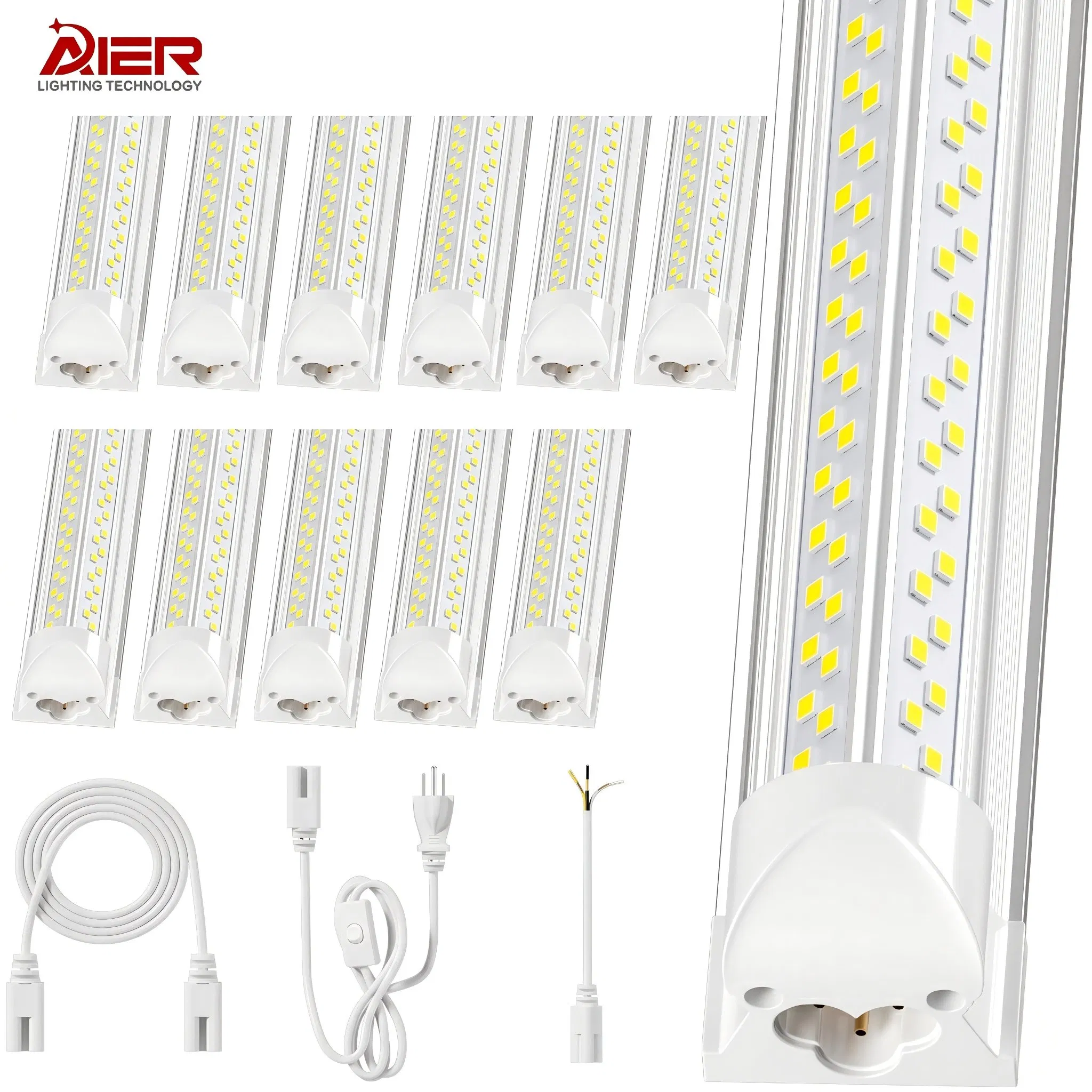 Super Brilhante 50W 100W 4FT 8FT Luz de Tubo LED Integrada em Forma de V T8 Iluminação para Loja Luz LED para Garagem Armazém Oficina