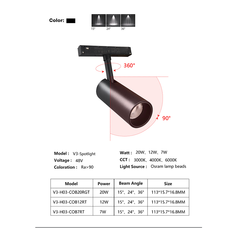 V8 Série AC48V Luz LED Magnética Dimerizável para Interior, Iluminação Linear de Teto, Flood Ultra Fino, Rail Zigbee Dali DMX Tuya com Chips Osram