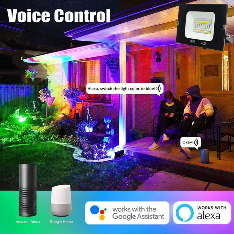 Preço de Fábrica por Atacado Luz de Inundação LED RGB RGBW 40W 60W 100W 150W Luz de Jardim com Controle por APP Decoração de Casa Inteligente