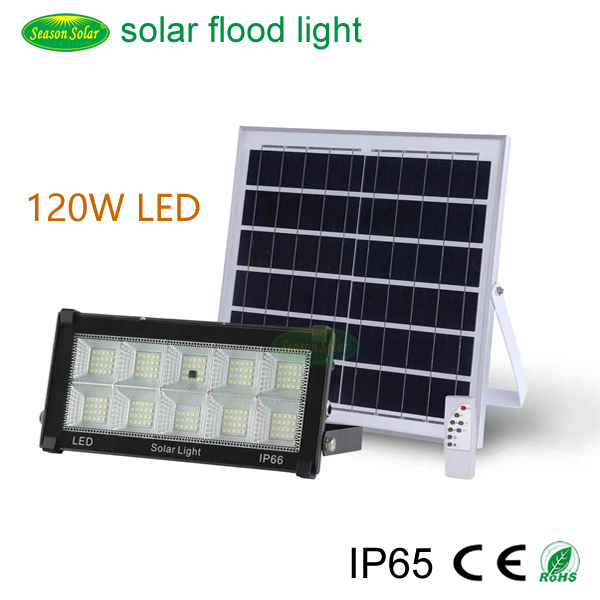 Novo Estilo de Iluminação LED Montada na Parede 300W Luz de Inundação Solar ao Ar Livre com Painel Solar e LiFePO4 Bateria