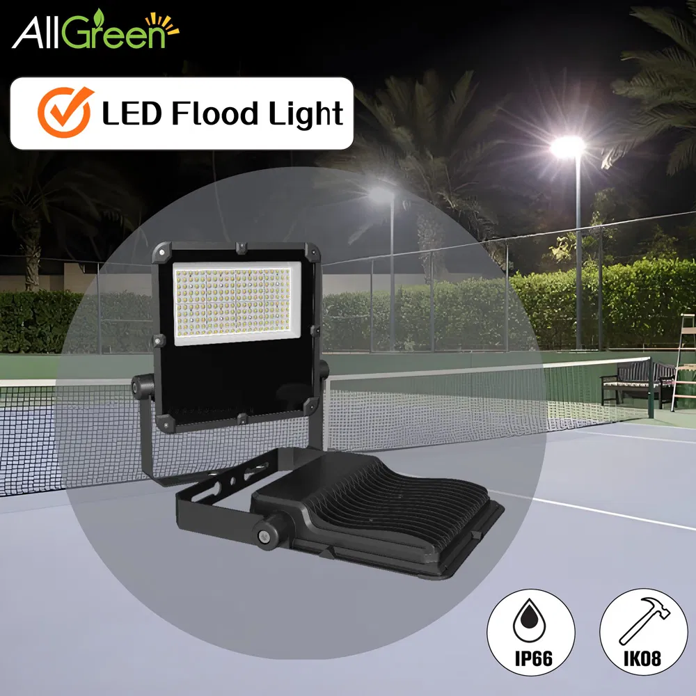 Iluminação de Inundação Allgreen OEM/ODM 200W Holofote LED para Tênis, Iluminação Esportiva Externa Economizadora de Energia, Paisagismo de Estádio em Alumínio à Prova d'Água IP66 À Prova d'Água