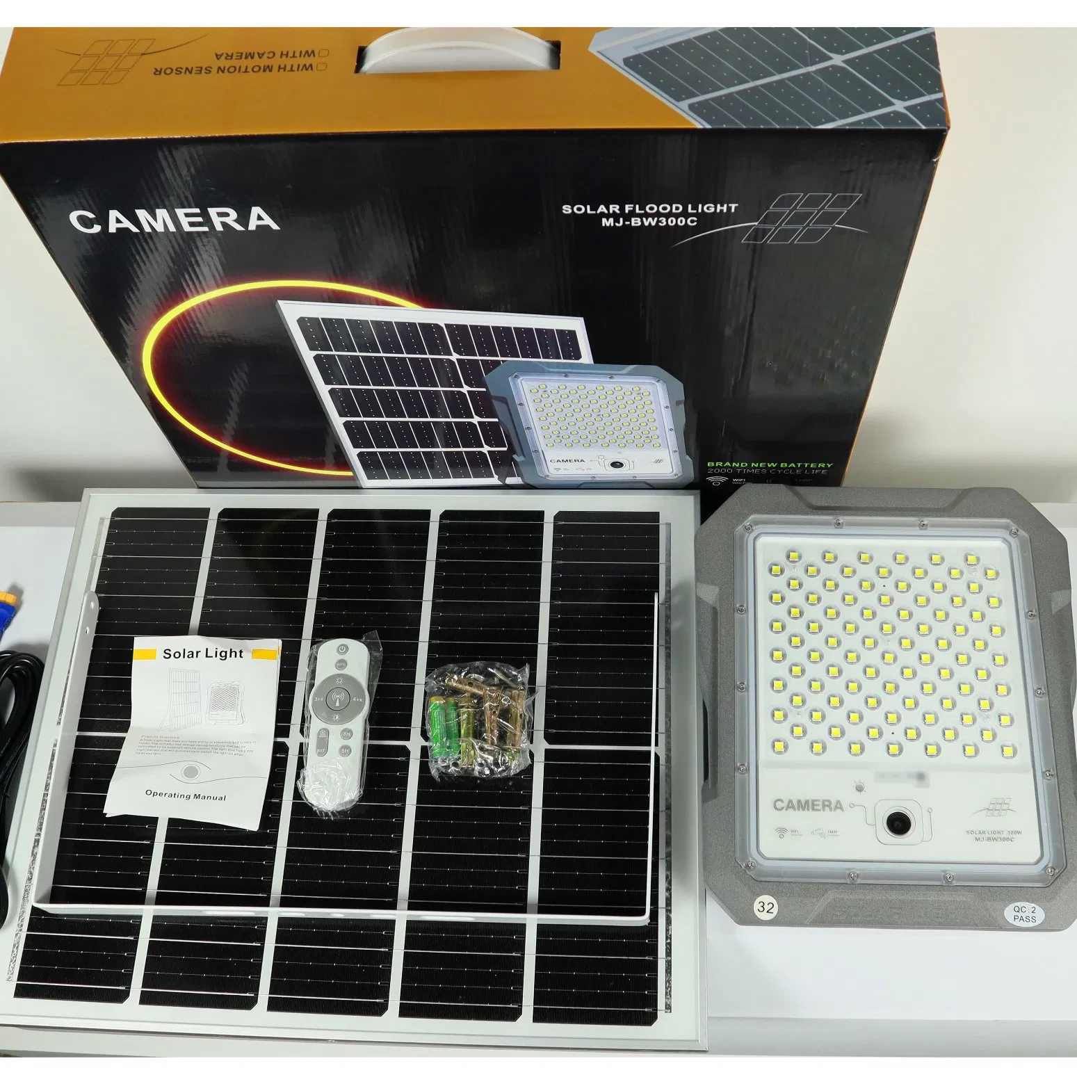 Yaye 2026 Luz de Inundação LED Solar ao Ar Livre com Controle Remoto Preço de Fábrica Mais Quente Bateria de Lítio 1500W/1200W/800W/500W/300W/200W/100W/60W