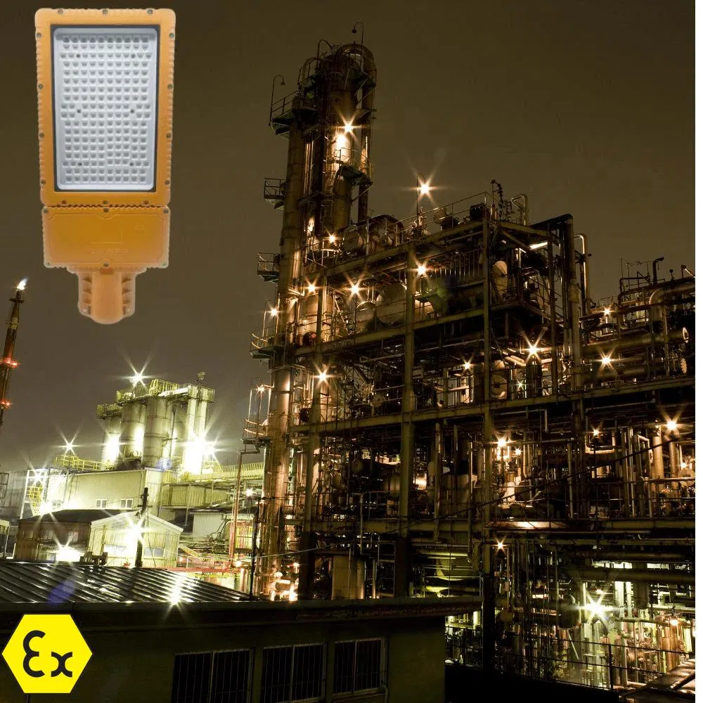 Iluminação Externa LED 60W/80W/100W/120W150W/200W/240W para Indústria de Petróleo, Gás e Química Iluminação de Segurança com Certificado Atex IP66 Luz Atex Luz à Prova de Explosão