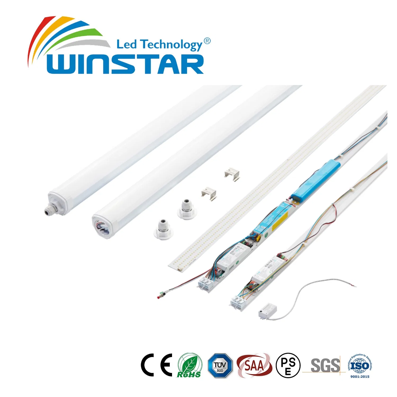 Luz Tri-Proof LED IP66 Ik08 - Design patenteado em PC Alumínio, Iluminação para Armazém e Oficina