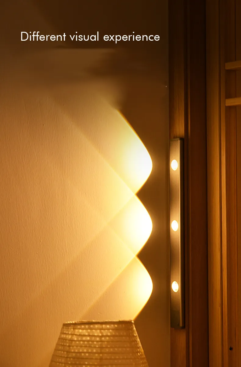 Iluminação de Armário de Montanha LED Decorativa de Alta Qualidade para Interior com Sensor de Movimento por Toque PIR, Lâmpada Sem Fio para Luz de Parede de Armário Interno