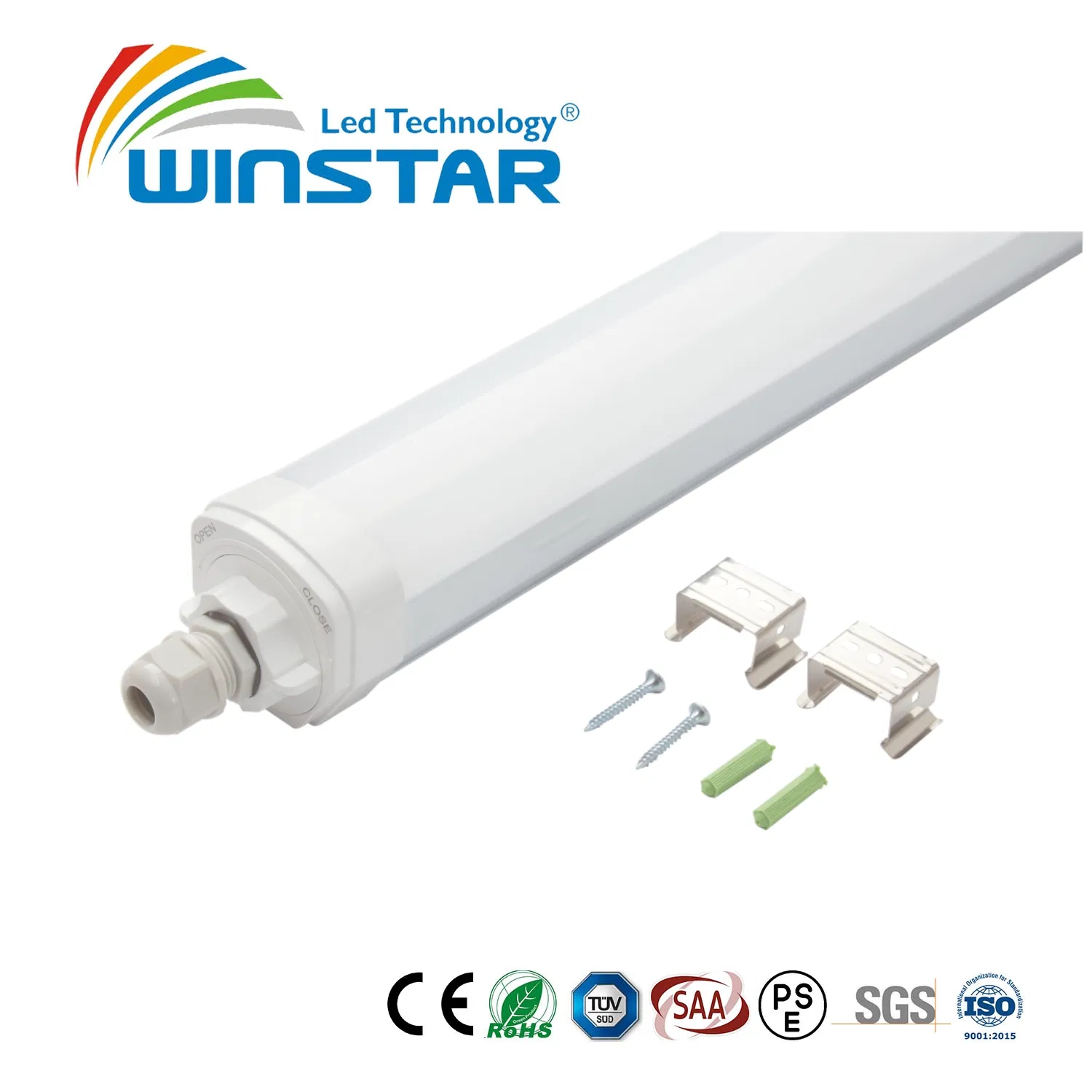 Luz Tri-Proof LED IP66 Ik08 - Design patenteado em PC Alumínio, Iluminação para Armazém e Oficina