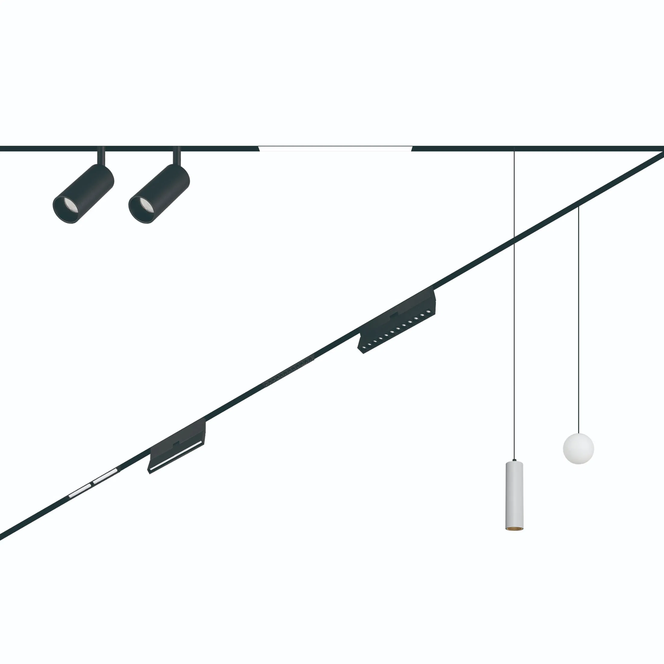 Luz de trilho magnético linear ajustável de cor inteligente LED para uso comercial
