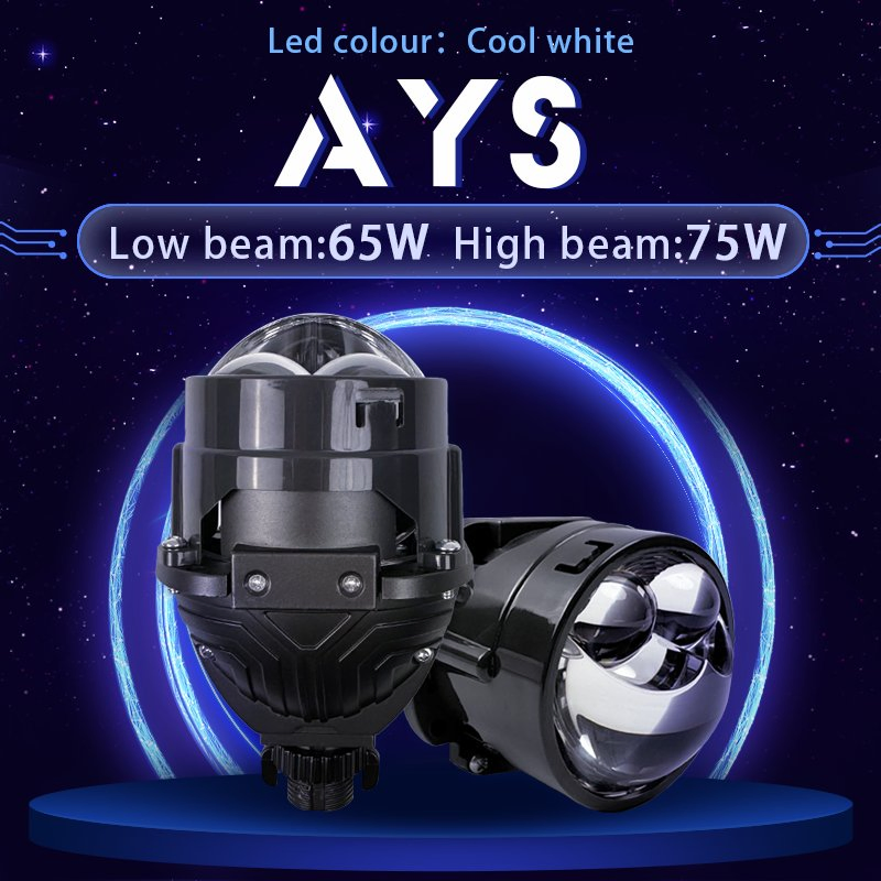 Farol LED de Alta Lumens 2.5 Polegada 150W Luz Laser Dual Super Rejeição de Calor Lente Projetora Bi LED