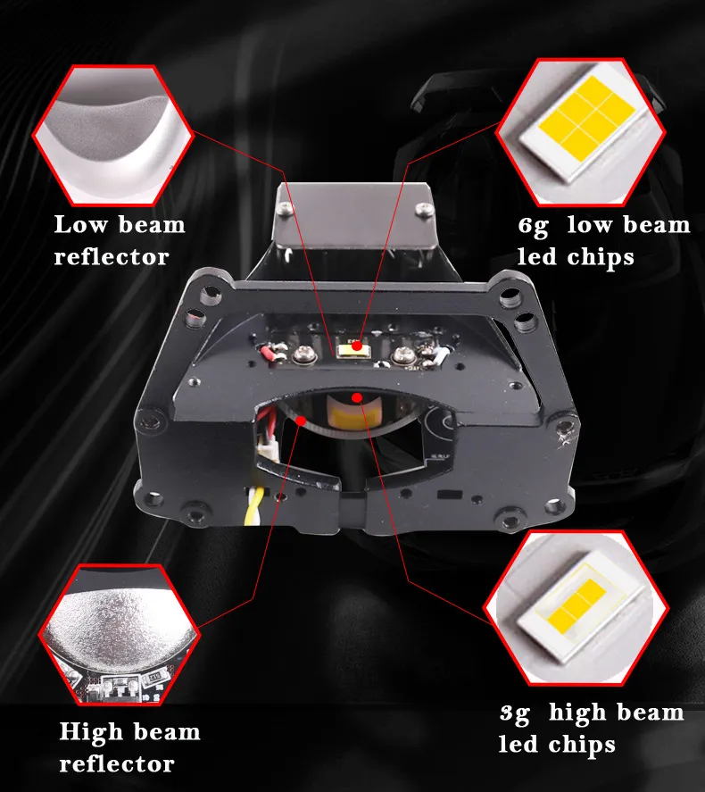 Farol Projetor LED Hi/Lo 3inch Universal 45W para Motocicleta