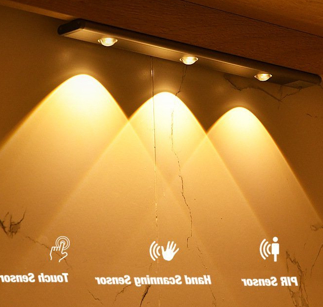Iluminação de Armário de Montanha LED Decorativa de Alta Qualidade para Interior com Sensor de Movimento por Toque PIR, Lâmpada Sem Fio para Luz de Parede de Armário Interno