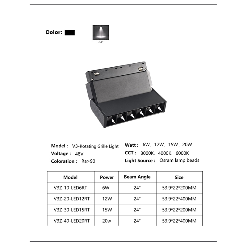 V8 Série AC48V Luz LED Magnética Dimerizável para Interior, Iluminação Linear de Teto, Flood Ultra Fino, Rail Zigbee Dali DMX Tuya com Chips Osram