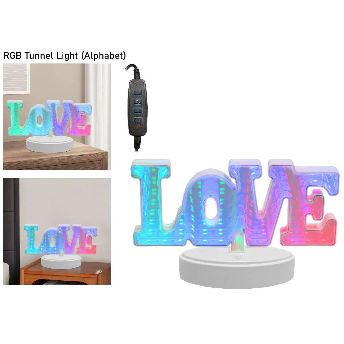 Decoração de Mesa Iluminação RGB Inteligente USB 5V Espelho de Túnel LED 3D Luz Ambiente Multicamadas