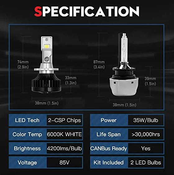 85V 35W D2s Lâmpada Xenon HID para D2s LED 45W 10000lm Farol Projetor LED