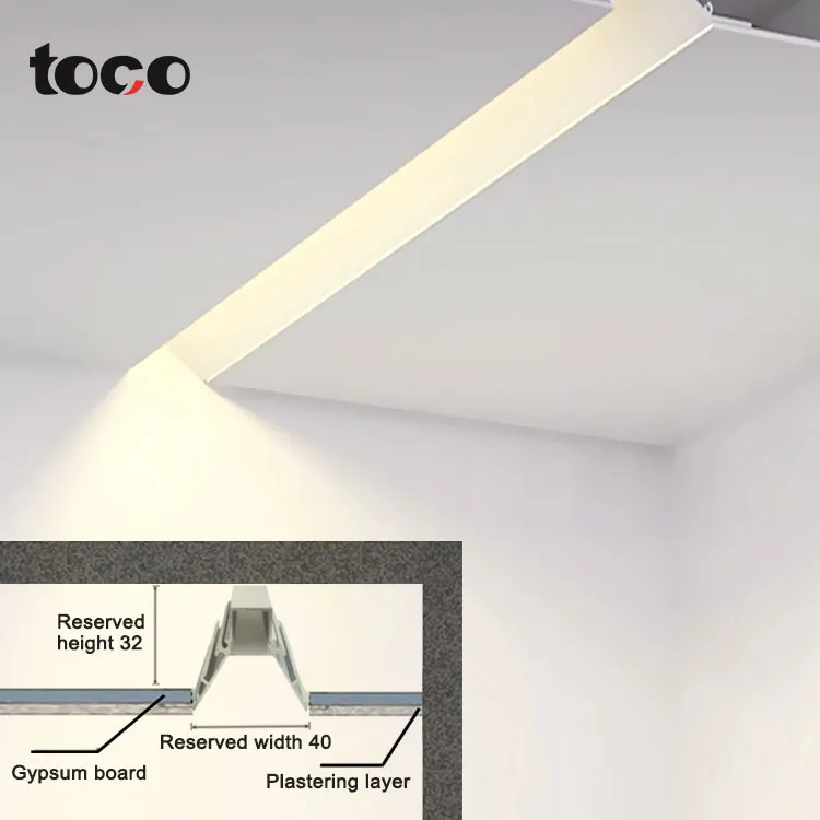 Decoração de Iluminação Arquitetônica Teto Gesso Extrusão Alumínio Perfil LED