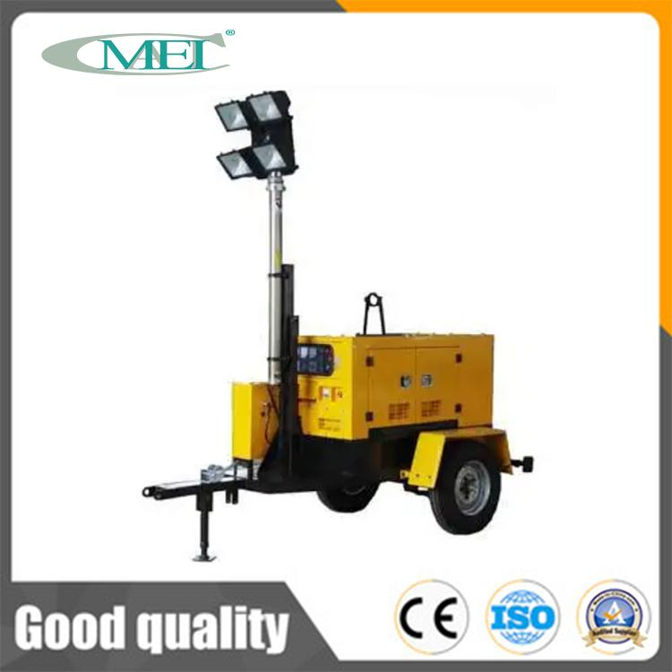 Conjunto de gerador diesel com farol LED, veículo de iluminação móvel, farol móvel para canteiro de obras
