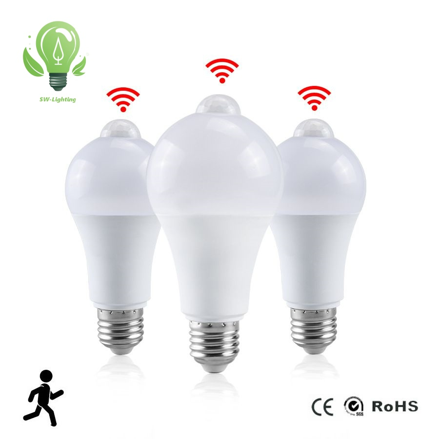 Lâmpada LED Iluminação Inteligente 7W 9W 12W Detecção de Luz por Radar de Micro-ondas Sensor de Movimento Bulbo