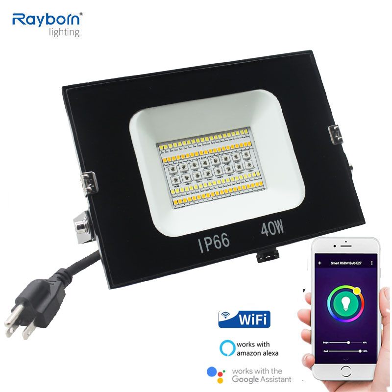 Preço de Fábrica por Atacado Luz de Inundação LED RGB RGBW 40W 60W 100W 150W Luz de Jardim com Controle por APP Decoração de Casa Inteligente