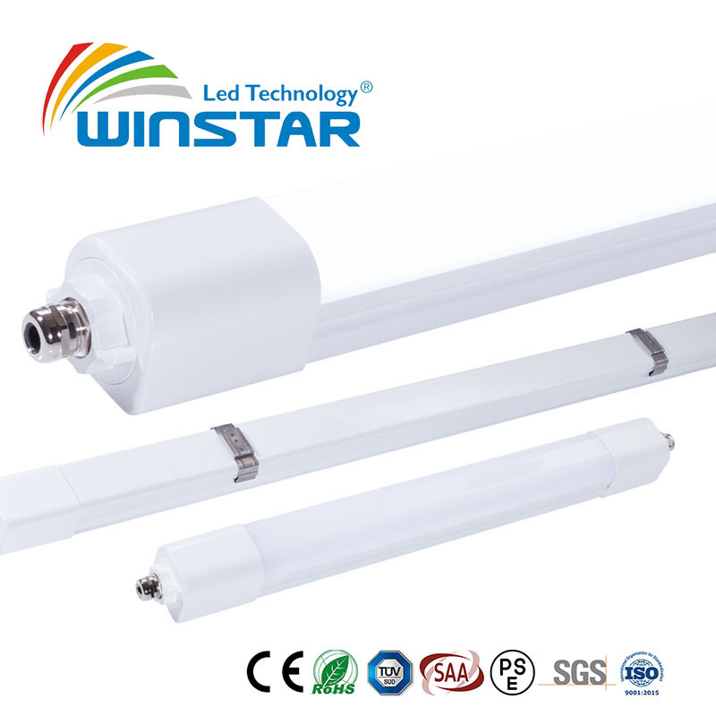 Winstar IP66 Luz de Batten LED à Prova d'Água Ik10 Fixture Linear Tri-Proof 4FT 5FT 120cm 150cm Lâmpada à Prova de Vapor à Prova de Poeira Resistente à Corrosão Iluminação Industrial