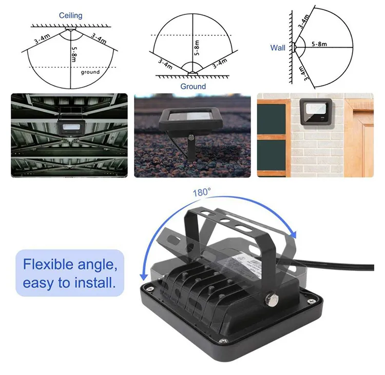 Refletor LED RGB Inteligente à Prova d'Água para Exterior com Suporte para APP Tuya e Controle por Voz 20W 50W 100W Luz de Inundação 220V com Tuya
