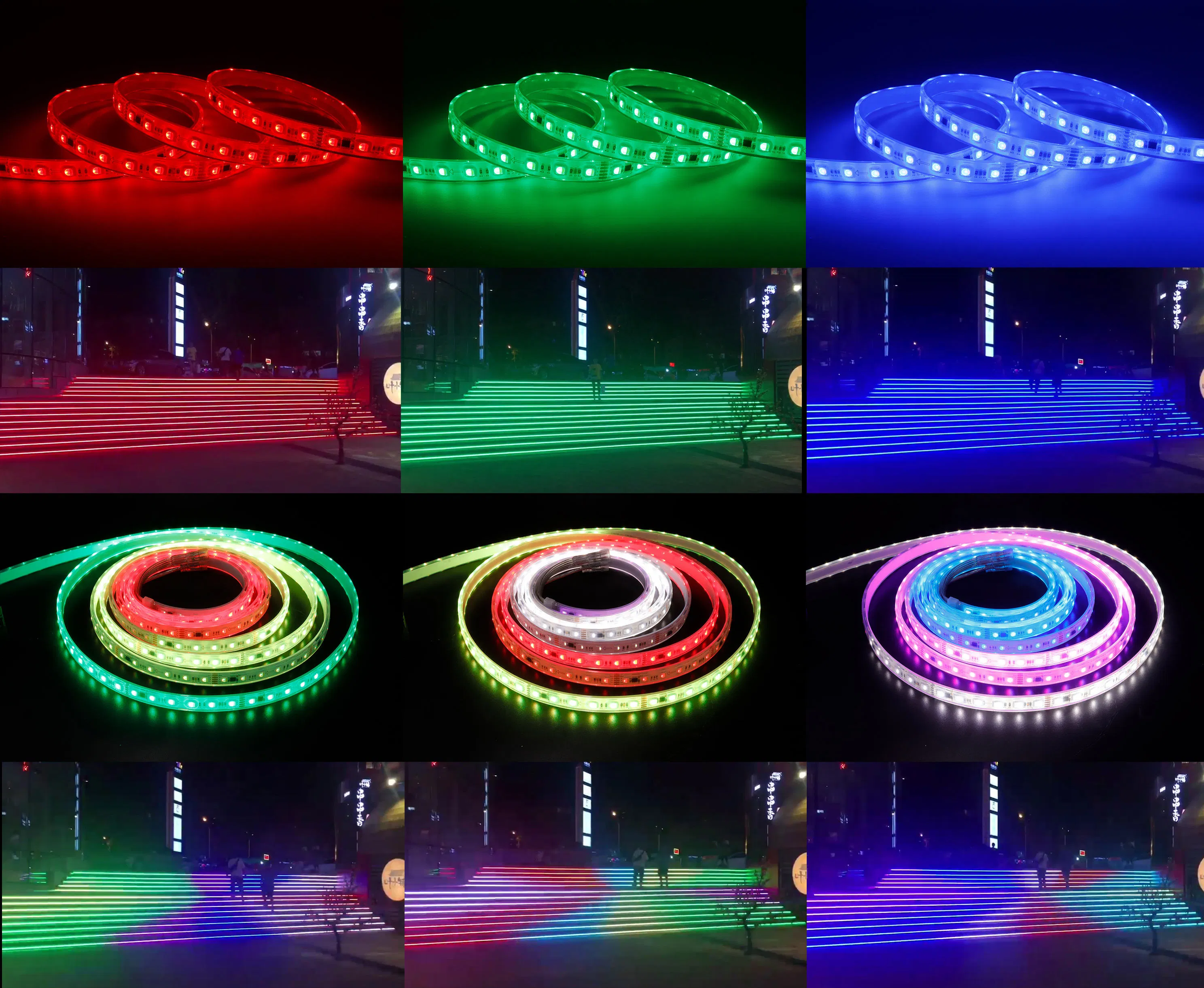 OEM/ODM 5050 RGBW 24V DMX512 Sinal Duplo Digital Endereçável Programável Flexível Iluminação Arquitetônica de Estágio Fita de LED