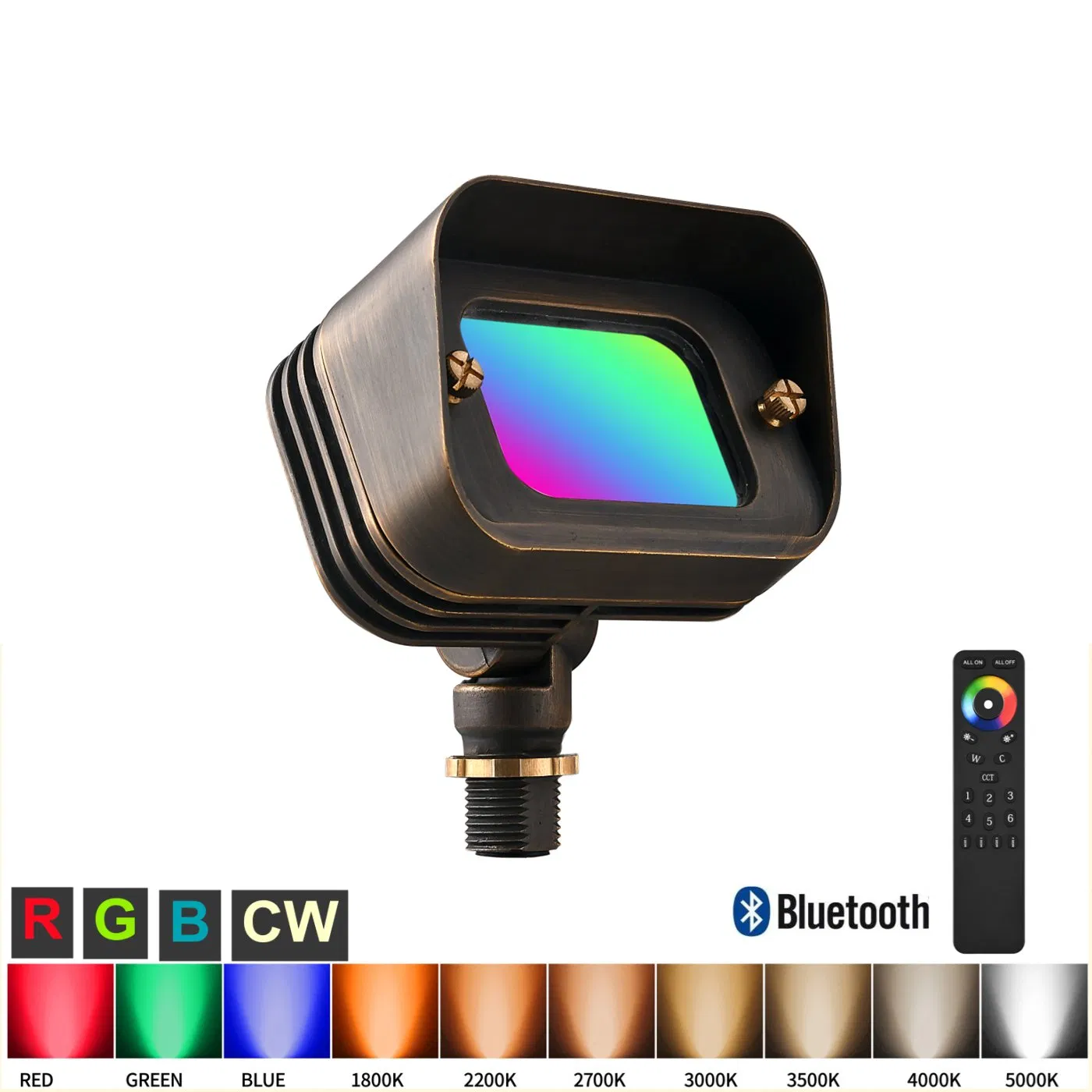 Holofote LED RGB+CCT Inteligente Controle Bluetooth IP65 Iluminação Ambiente para Jardim ao Ar Livre