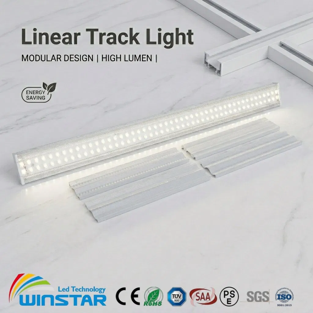 Sistema de Iluminação Linear de Trilho Arquitetônico Moderno 3-Phase Alumínio Extrudado Certificado CE Iluminação LED de Alto Lúmen para Comércio em Loja Galeria