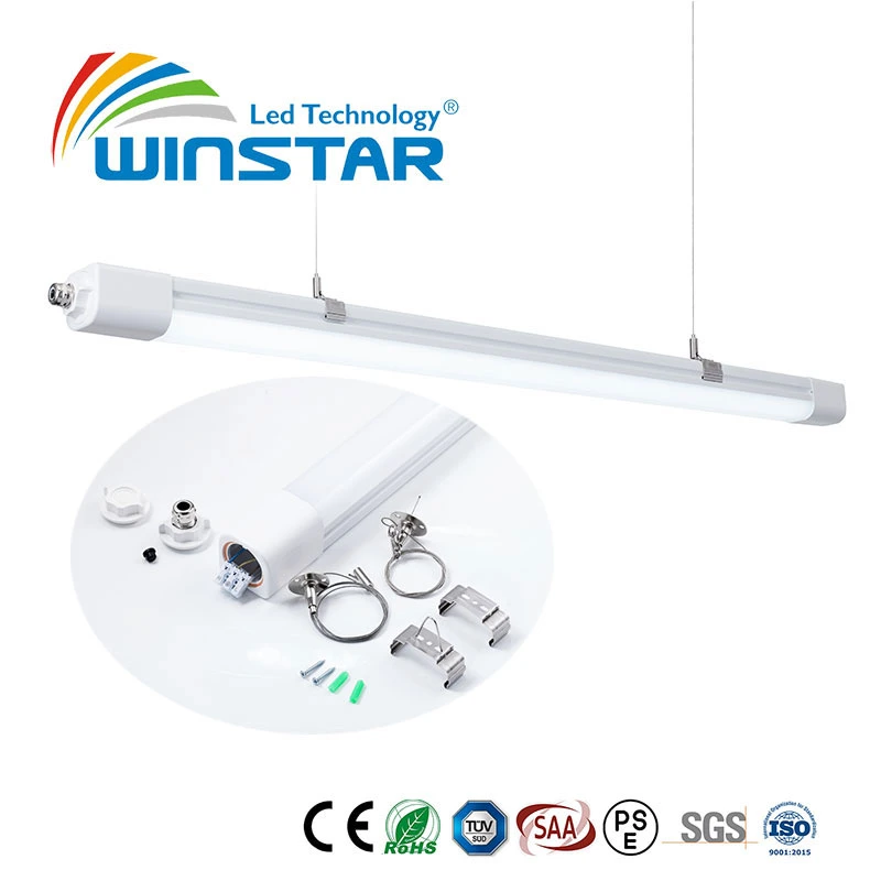 60cm 2FT Batten Tri-Proof 170lm/W 4000K P66 Luz Linear LED à Prova d'Água Iluminação Industrial de Garagem Armazém Oficina Anticorrosiva à Prova de Poeira Ik10