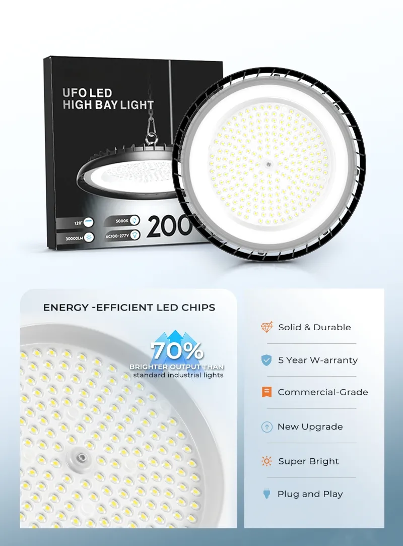 Iluminação de Alta Baía 200W 5000K para Armazém