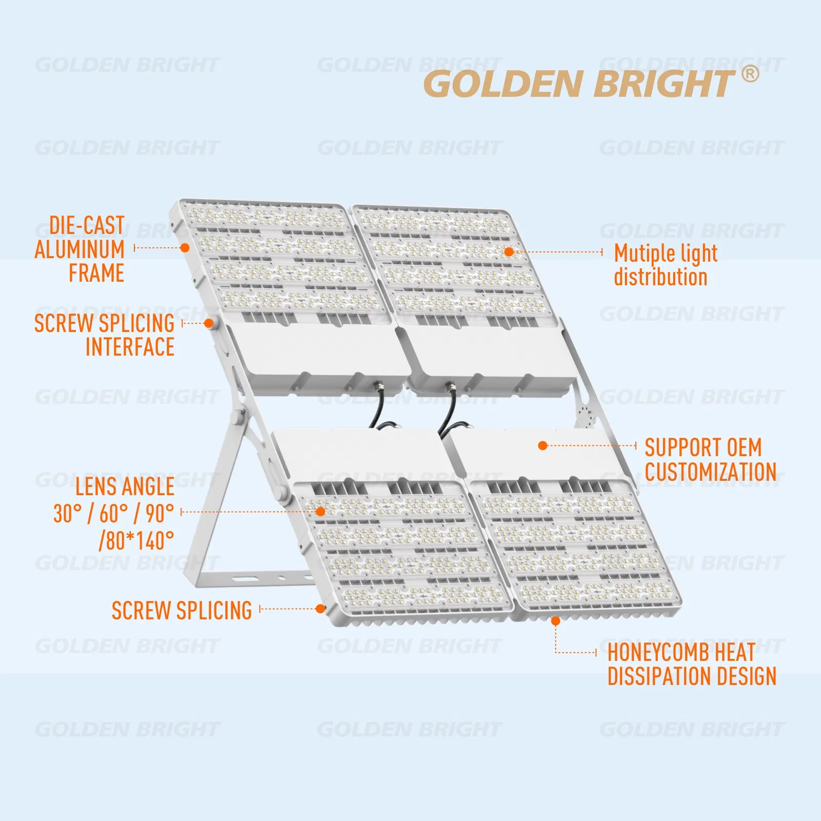 Iluminação LED Externa AC Flood Light GB-Flx 100W-240W Alta Lúmens para Iluminação de Estádios
