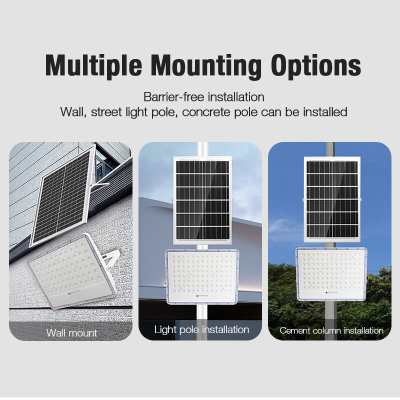 Alumínio 300W IP67 Luminária Solar de Inundação LED de Alto Lúmen para Jardim de Rua ao Ar Livre com Controle Remoto Inteligente