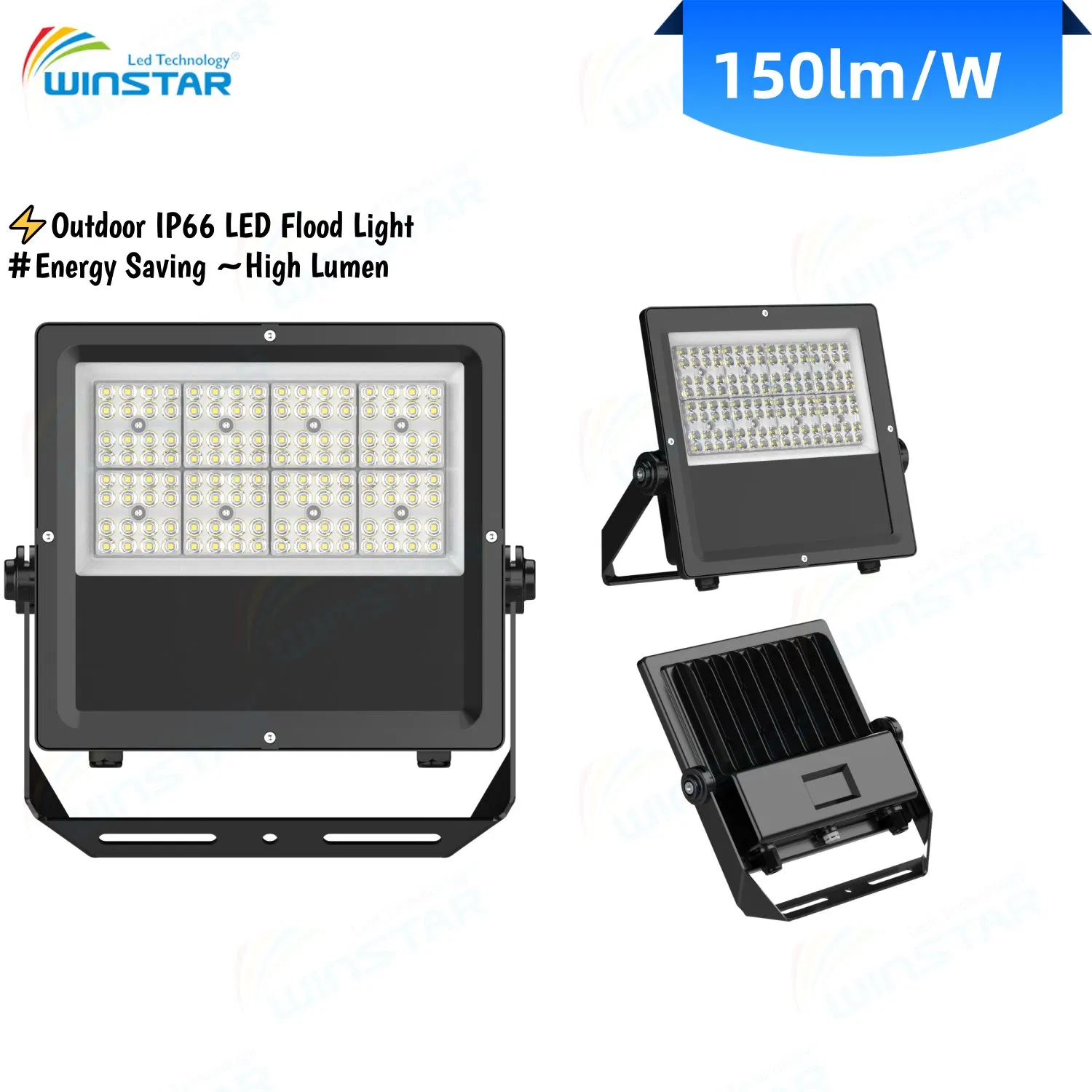 IP66 Projetor LED de Inundação Externo 6kv 5 Anos de Garantia 50W-300W CE RoHS para Área Externa Estádio Fábrica Edifício Fachada Iluminação Industrial Esportiva