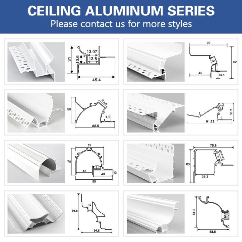 Decoração de Iluminação Arquitetônica Teto Gesso Extrusão Alumínio Perfil LED