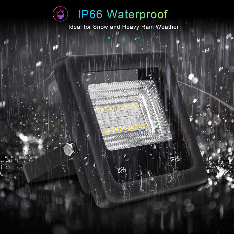 Luz de Inundação Inteligente LED RGB com Controle Sem Fio Mudança de Cor WiFi Tuya