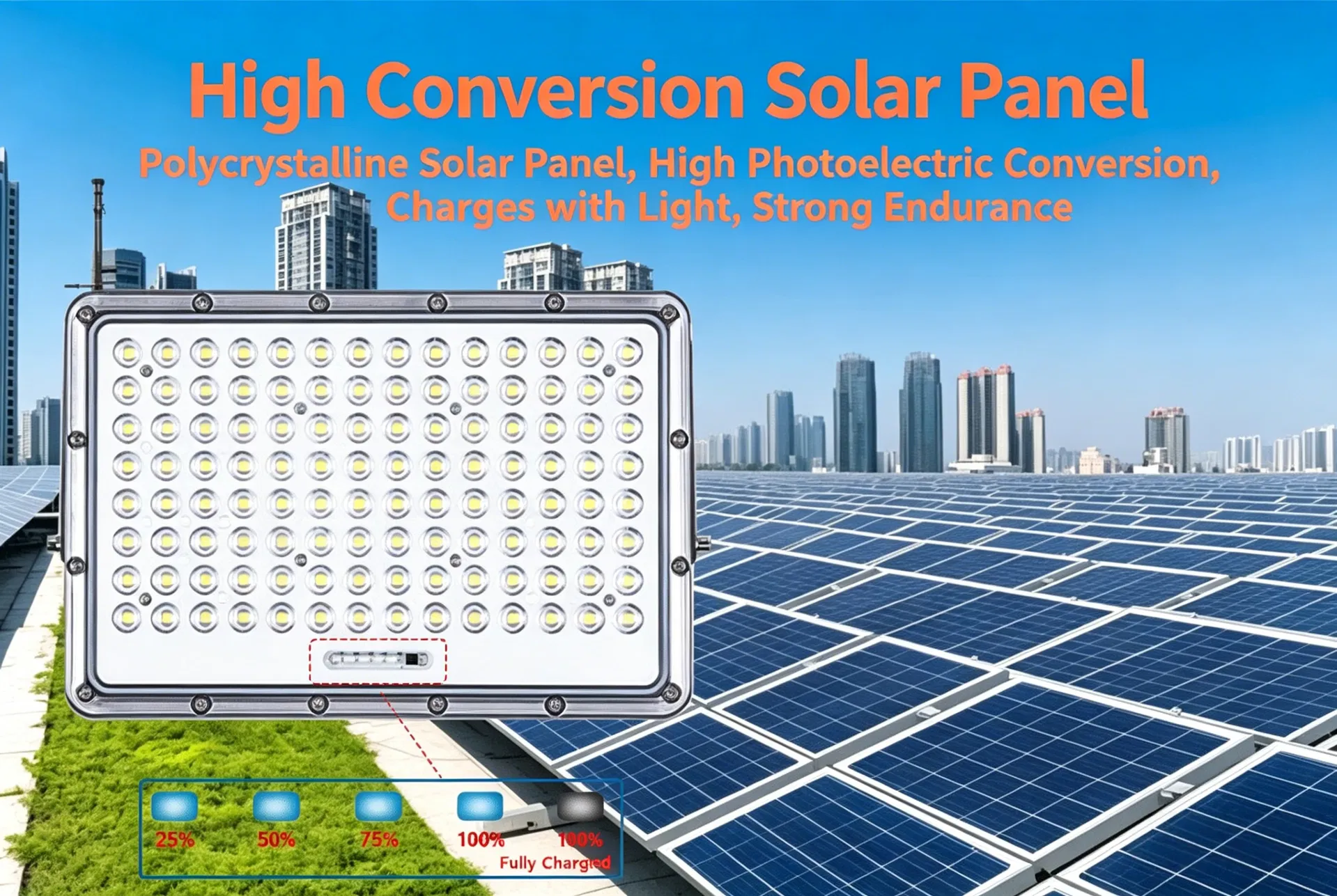 150W Luz Solar para Inundação Sensor Inteligente de Luz Lâmpada Solar Externa Recarregável LED de Alta Potência para Iluminação de Jardim de Casa Exterior