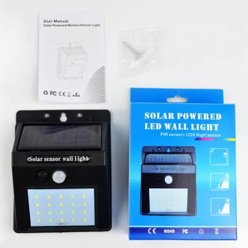 Sensor de Movimento PIR Lâmpada Solar para Jardim Iluminação de Paisagem Luz Solar LED