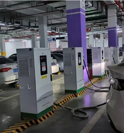 Commercial parking EV charging with advertising DC chargers