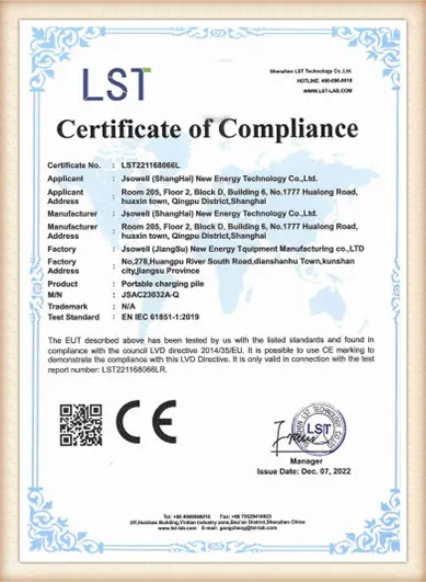 HizonSun EV charger certification document 3