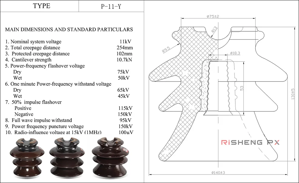 سعر المصنع عازل بورسلين من النوع الدبوس عالي الجهد P-11-Y P-33-Y